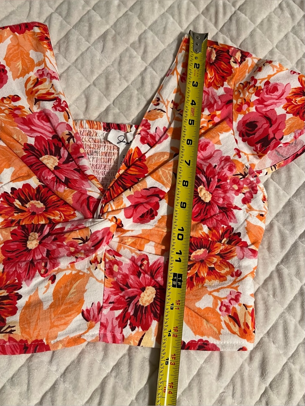 Japna Pink & Orange Floral Smocked Skirt Set - Picture 14 of 16